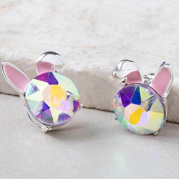 NEW Iridescent Gem Silver Bunny Earrings 🐰 - Picture 11 of 11